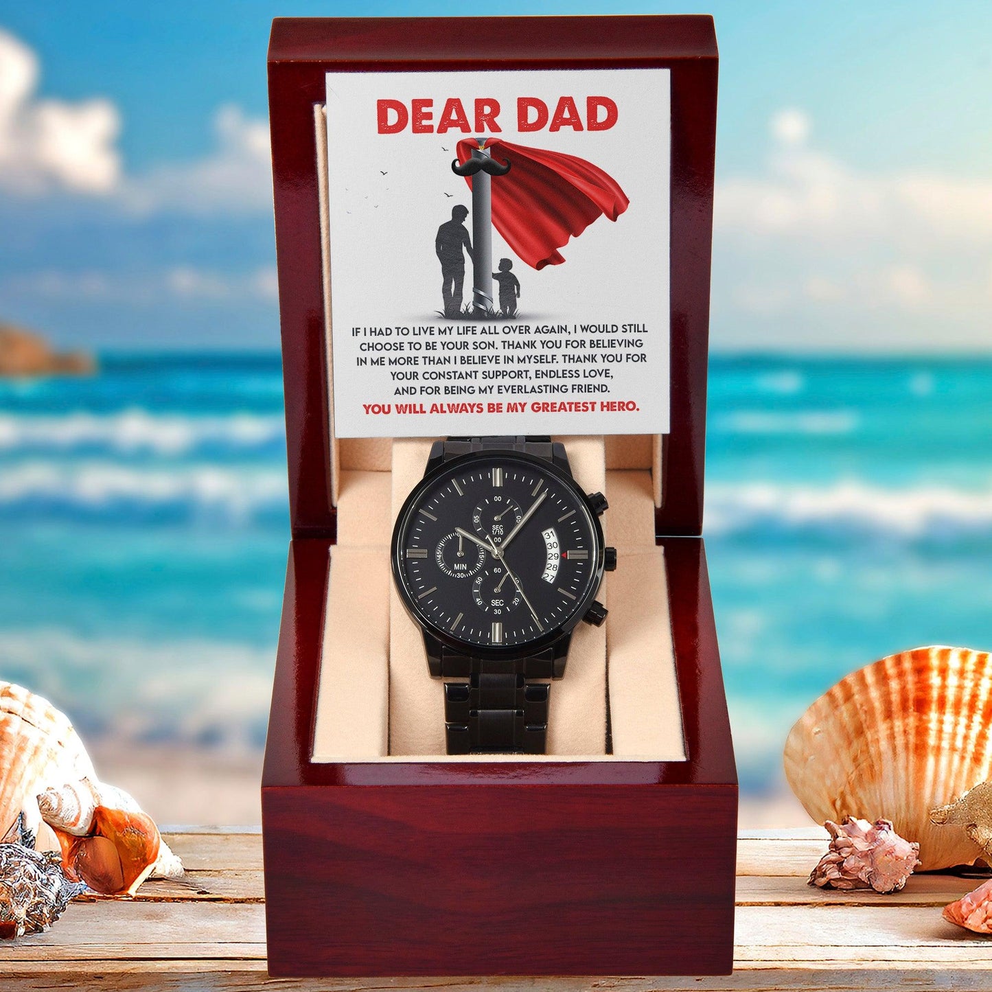 Dad Gift - You Are My Greatest Hero Black Chronograph Watch