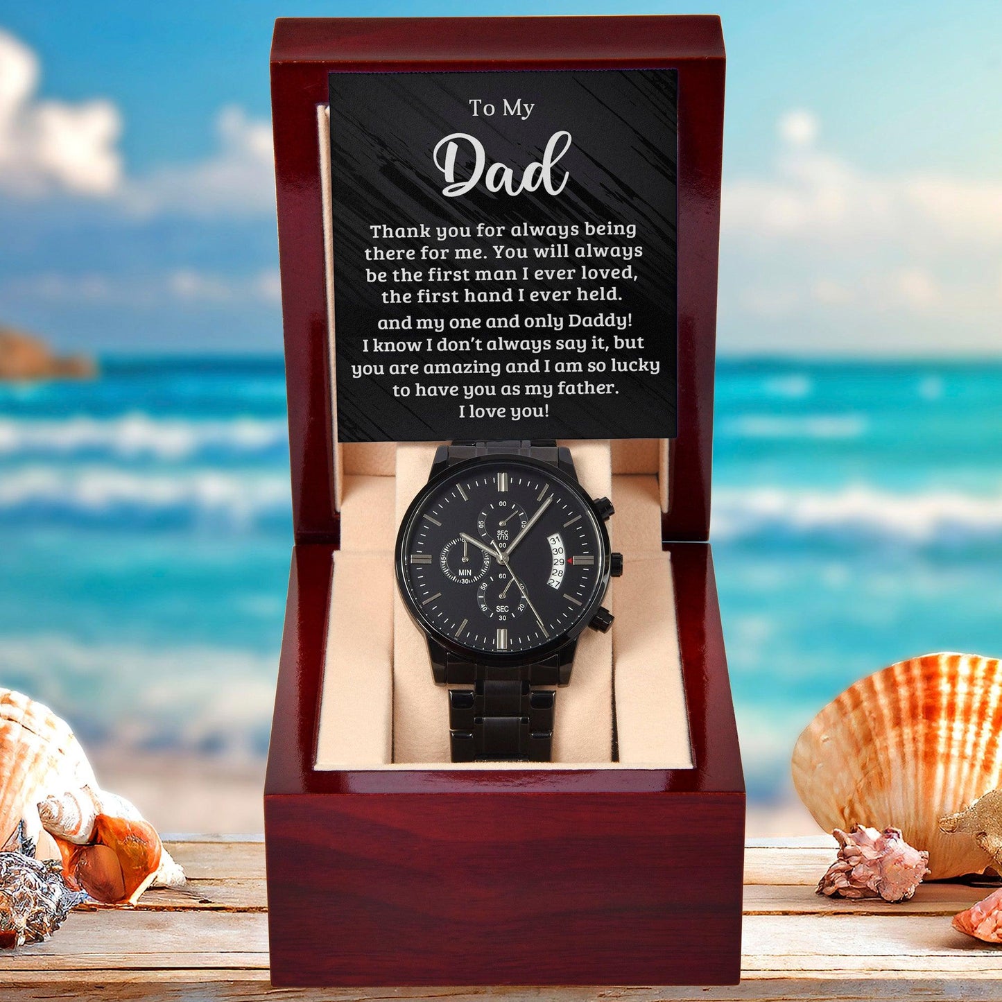 Dad - Your Hand was The First Hand I Held Black Chronograph Watch