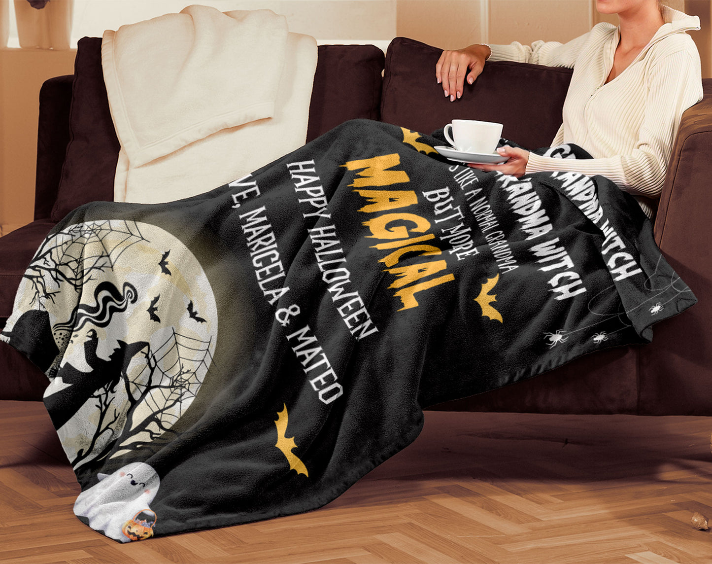 Halloween Personalized Mink Fleece Blanket - I'm the Grandma Witch But More Magical