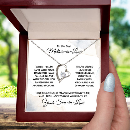 To Best Mother-in-Law from Son-in-Law Personalized Heart Necklace