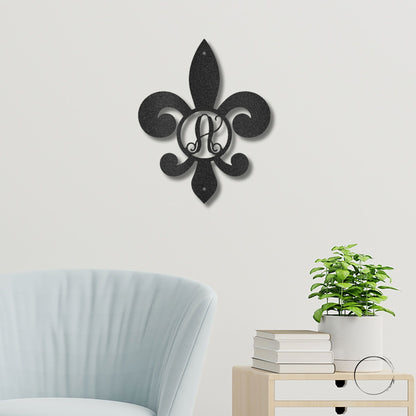 Fleur De Lis Personalized Initial Metal Art Wall Sign