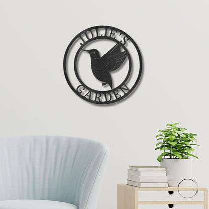 Hummingbird Monogram Personalized Metal Art Wall Sign