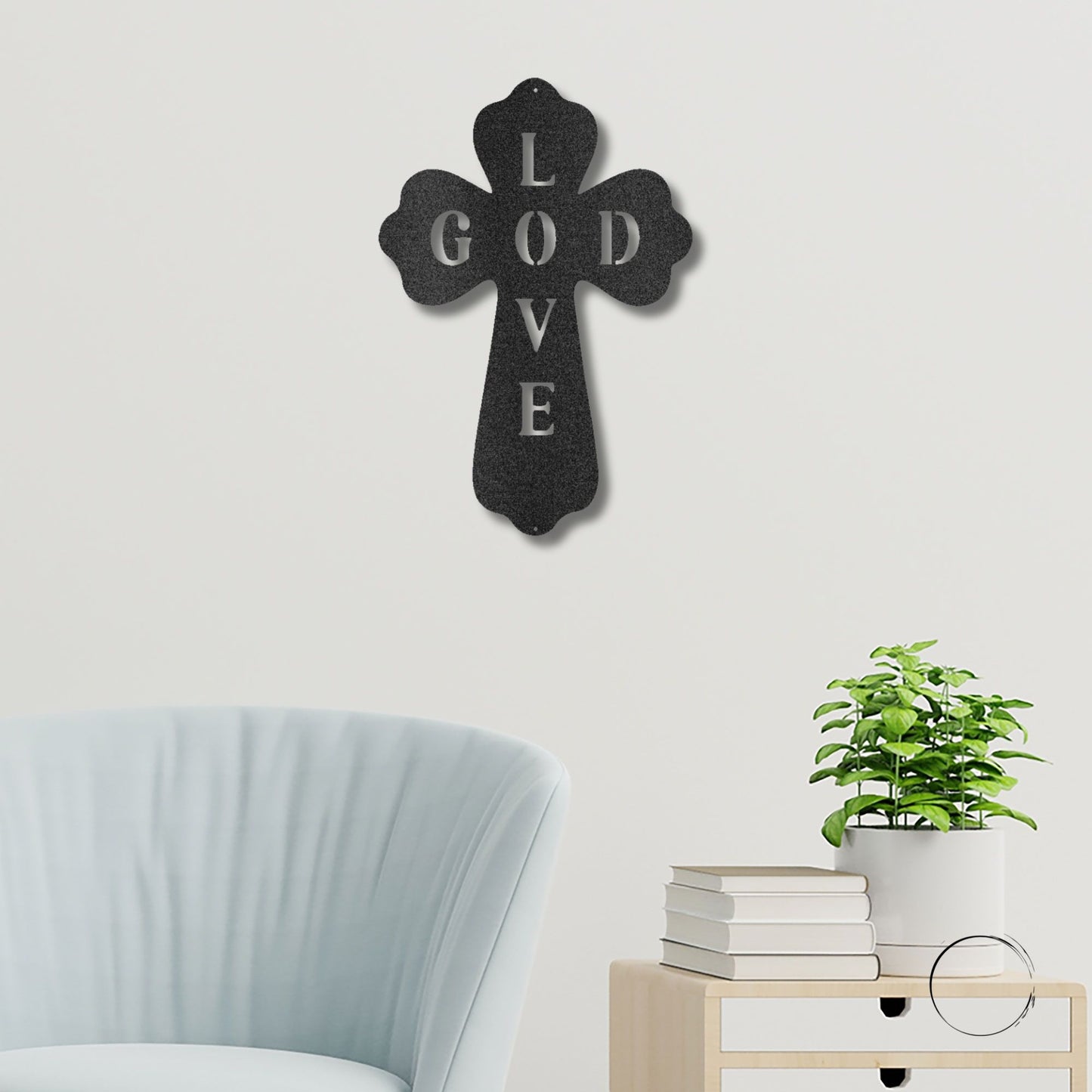 God Love Cross Metal Art Wall Sign