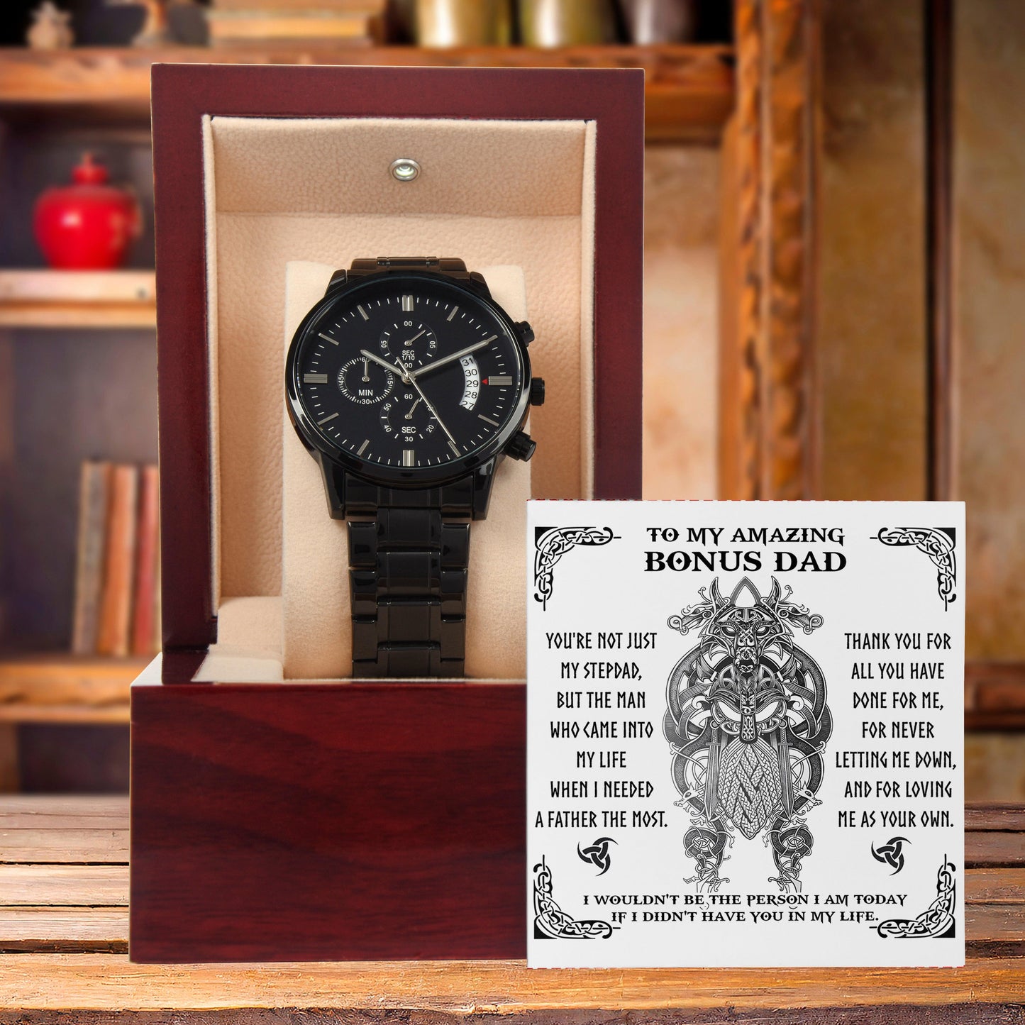 Bonus Dad Gift - You are Not Just My Stepdad - Black Chronograph Watch