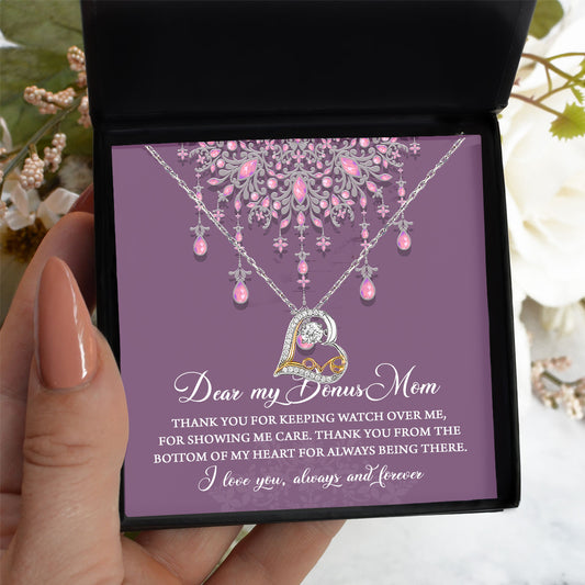 Dear Bonus Mom Thank You for Always Being There Heart Pendant Necklace