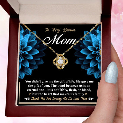 Bonus Mom Love Knot Pendant Necklace Thank You for Loving Me as Your Own