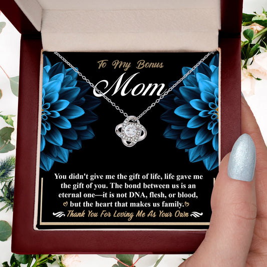 Bonus Mom Love Knot Pendant Necklace Thank You for Loving Me as Your Own