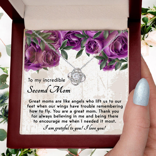 Bonus Mom Gift I am Grateful For You Love Knot Necklace