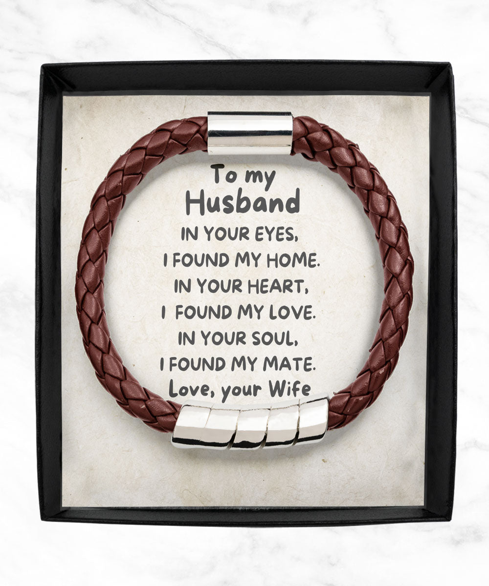 To My Husband - I Found My Love - Braided Leather Men's Bracelet