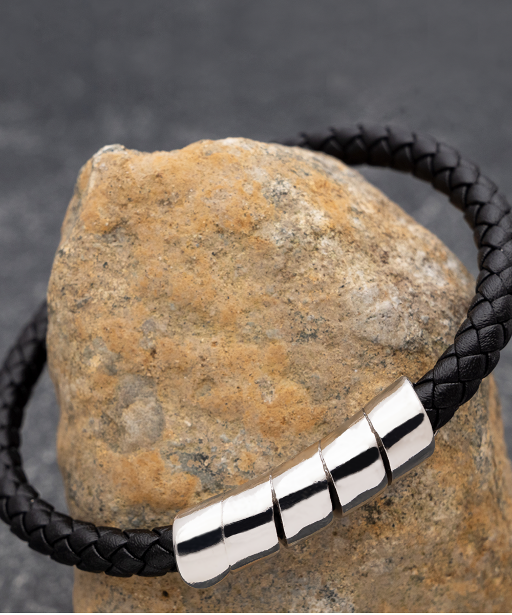Gift for Boyfriend Vegan Braided Black Leather Bracelet