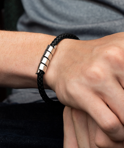 To My Husband - I Found My Love - Braided Leather Men's Bracelet