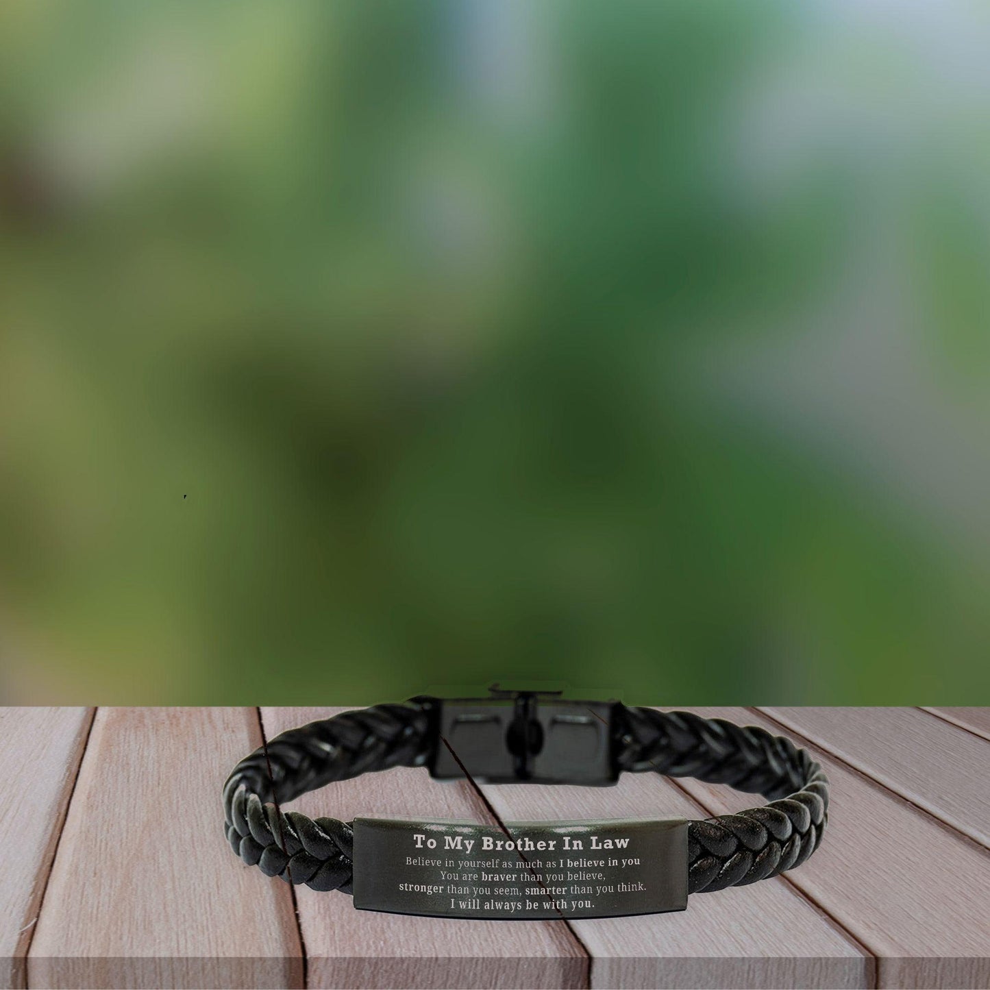 Brother In Law Braided Leather Bracelet Gifts, To My Brother In Law You are braver than you believe, stronger than you seem, Inspirational Birthday, Christmas Gifts For Brother In Law - Mallard Moon Gift Shop