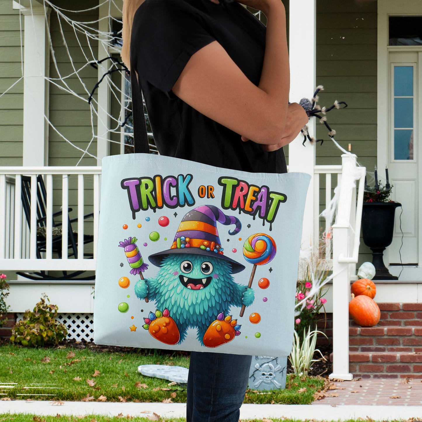 Trick or Treat Candy Monster Halloween Tote Bag