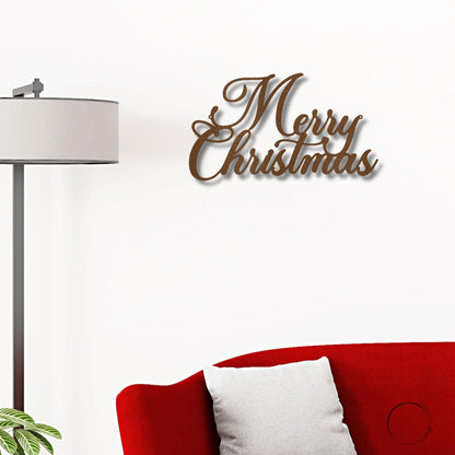 Merry Christmas Script Lettering Metal Wall Sign