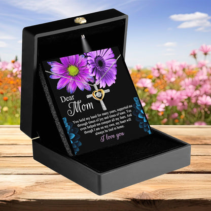 Dear Mom You Held My Hand Through the Years Cross Pendant Necklace