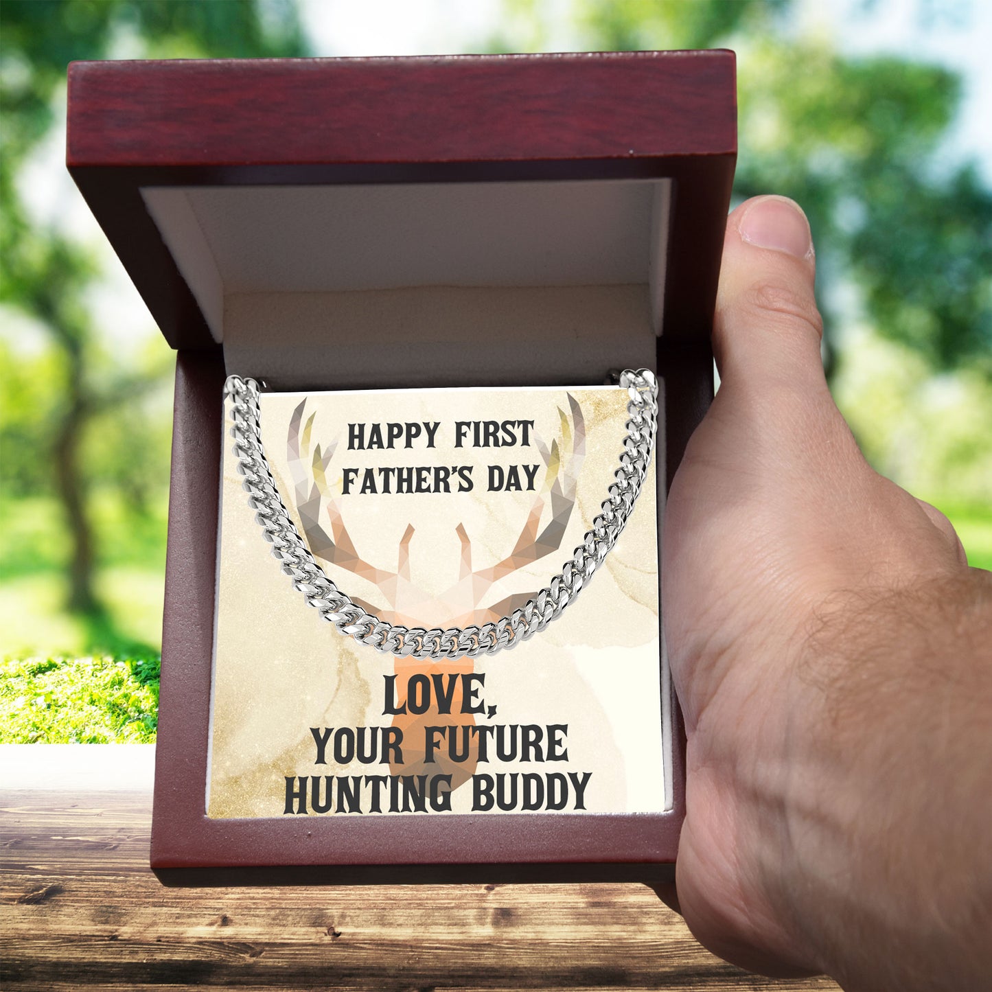 Gift From Future Hunting Buddy Cuban Link Chain Necklace Birthday Father's Day Christmas Holiday Gift for Hunter Dad