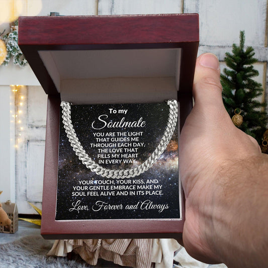 To My Soulmate - Chain Necklace with Romantic Message Card and Gift Box