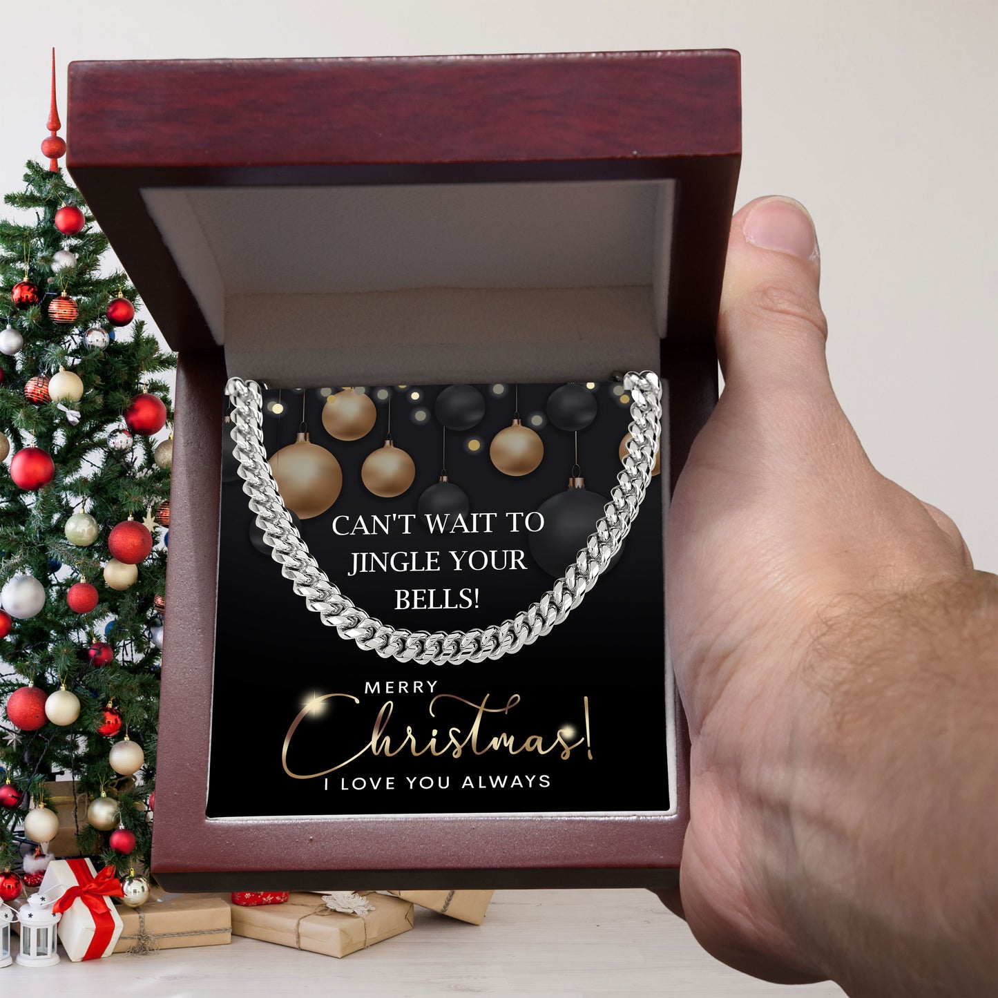 Gift for My Man - Jingle Your Bells - Cuban Link Chain Necklace