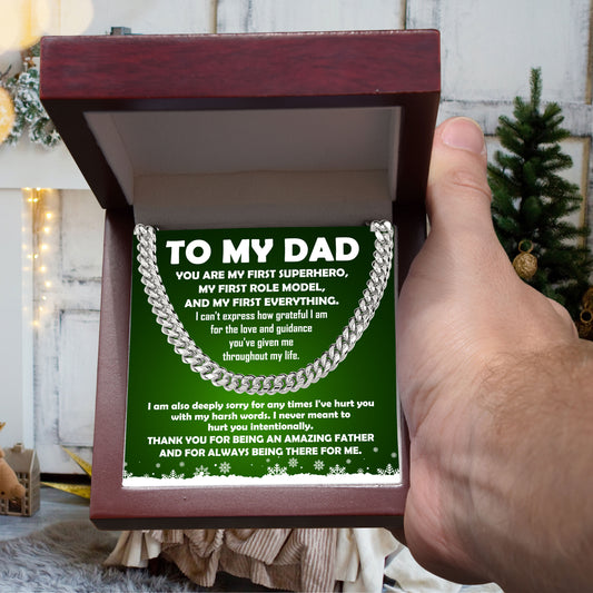 To My Dad - My First Superhero - Cuban Link Necklace