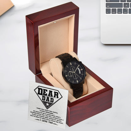 Dear Dad, You are my Hero Men's Black Chronograph Watch