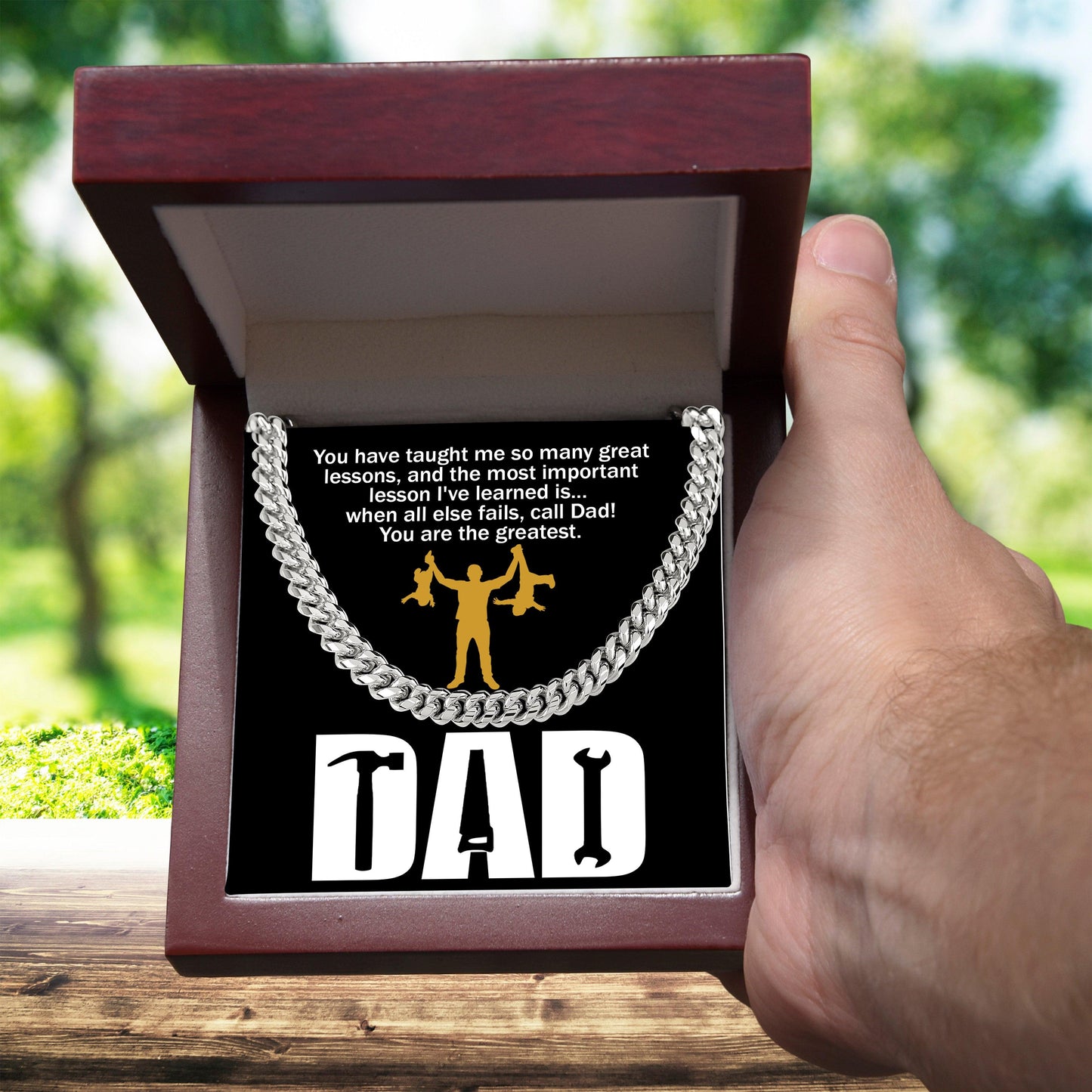 Dad Gift-When All Else Fails, Call Dad Cuban Chain Link Necklace with Gift Box