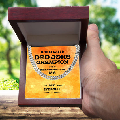 Dad Gift -Dad Joke Champion Cuban Chain Link Necklace with Gift Box