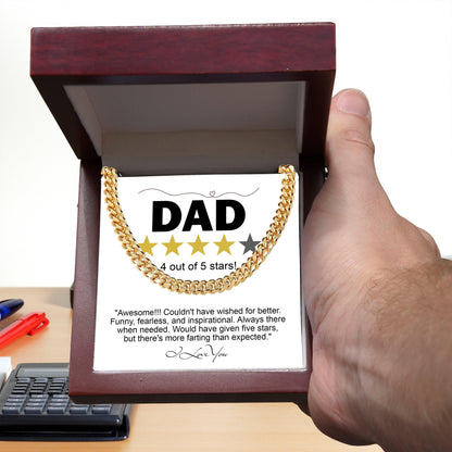 Funny Gift for Dad-Four out of Five Stars Cuban Chain Link Necklace with Gift Box