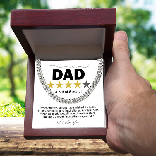 Funny Gift for Dad-Four out of Five Stars Cuban Chain Link Necklace with Gift Box