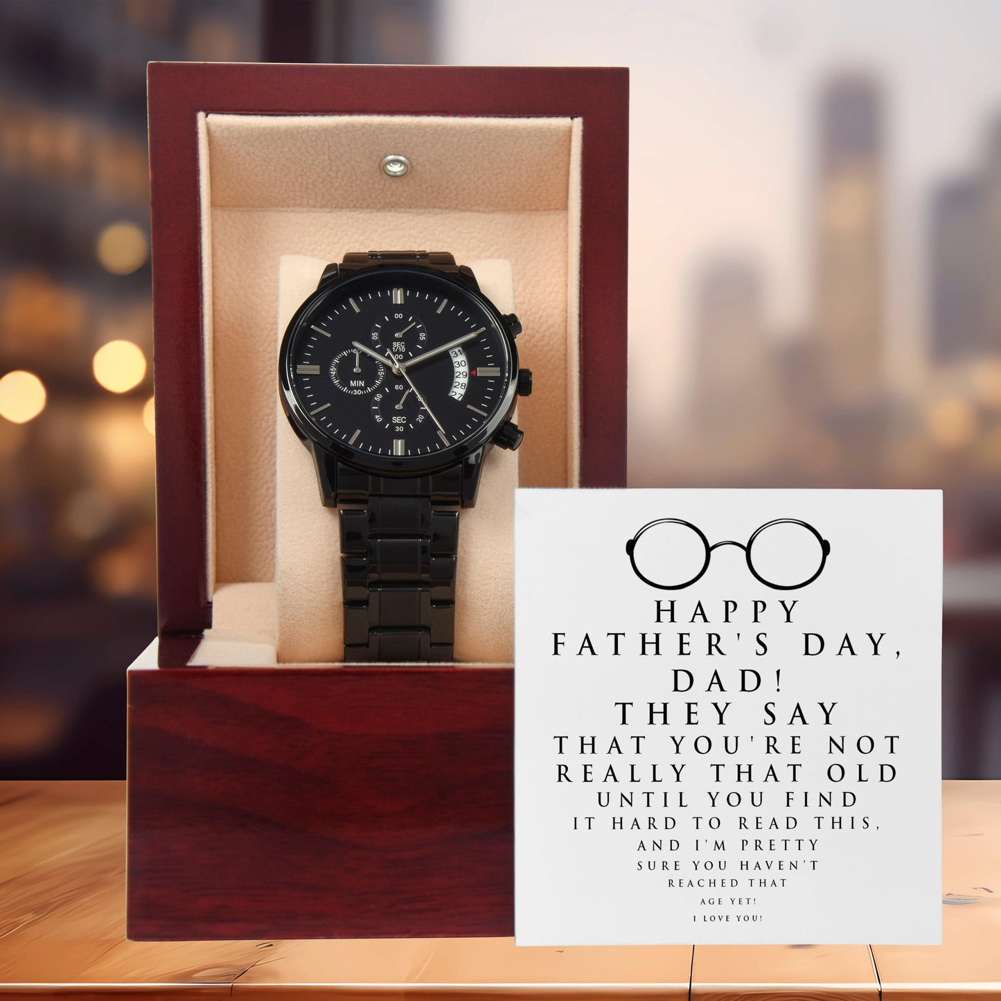 Dad Father's Day Gift - Hard To Read- Black Chronograph Watch