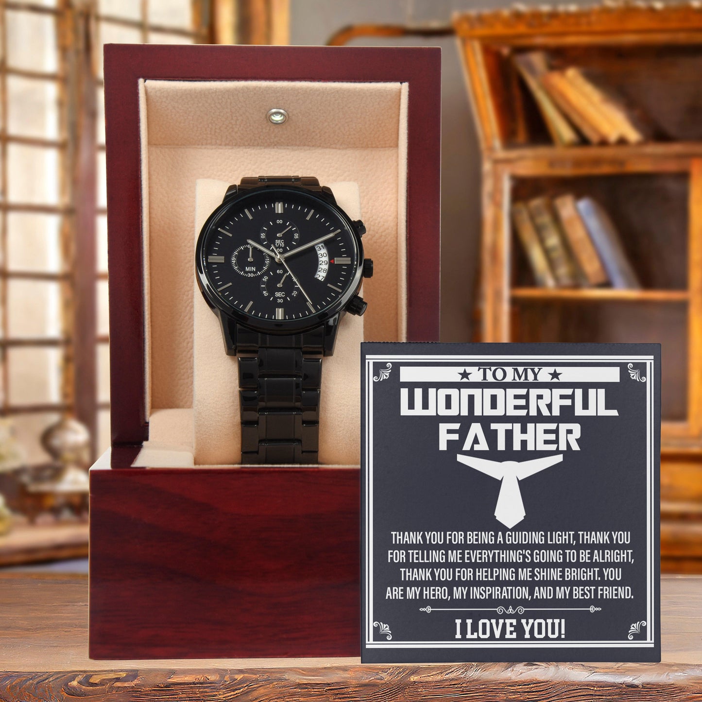 Dad Gift You Are My Guiding Light Black Chronograph Watch