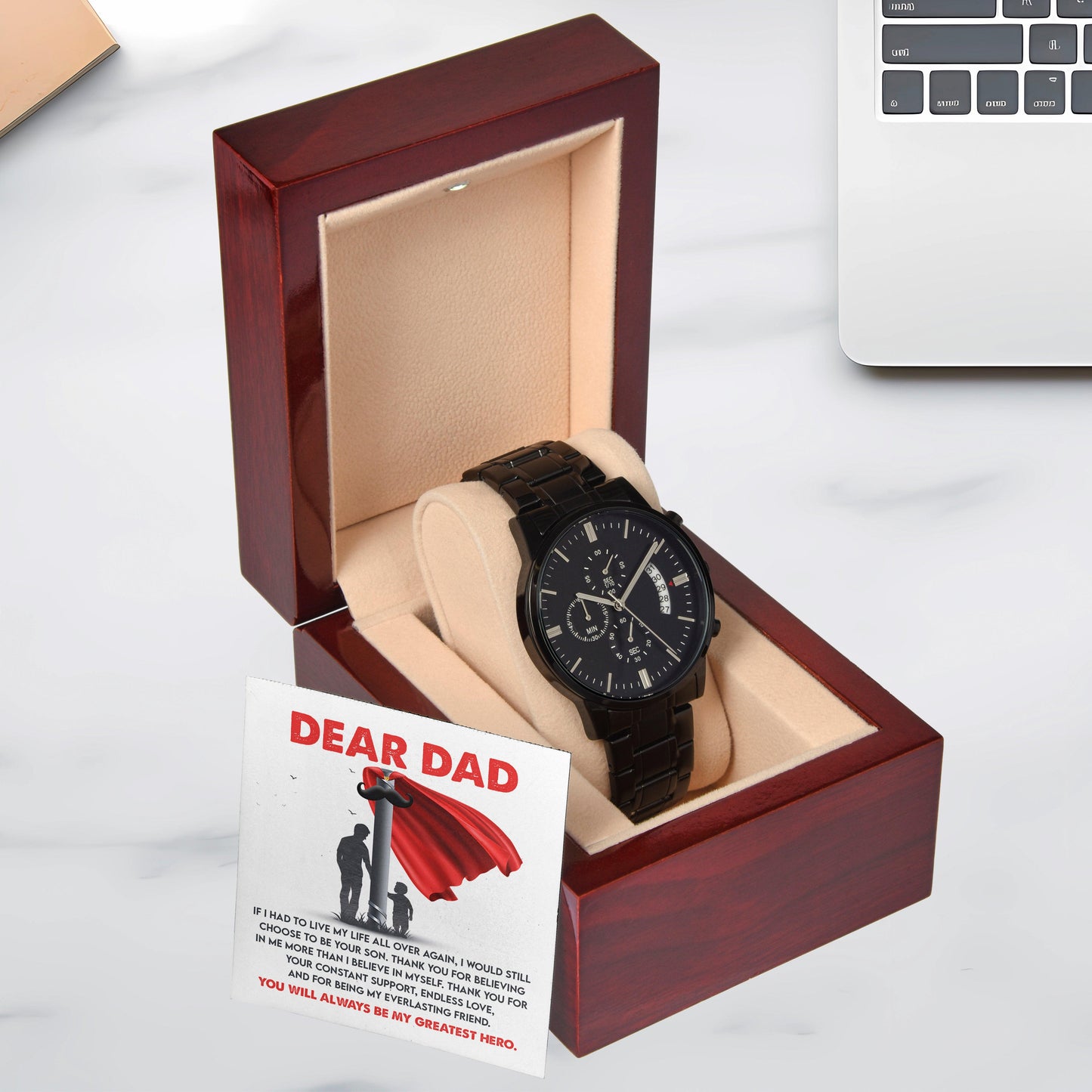 Dad Gift - You Are My Greatest Hero Black Chronograph Watch