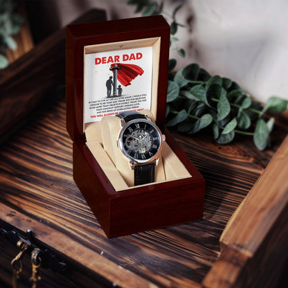 Dad Gift - You Are My Greatest Hero Men's Openwork Watch with Gift Box