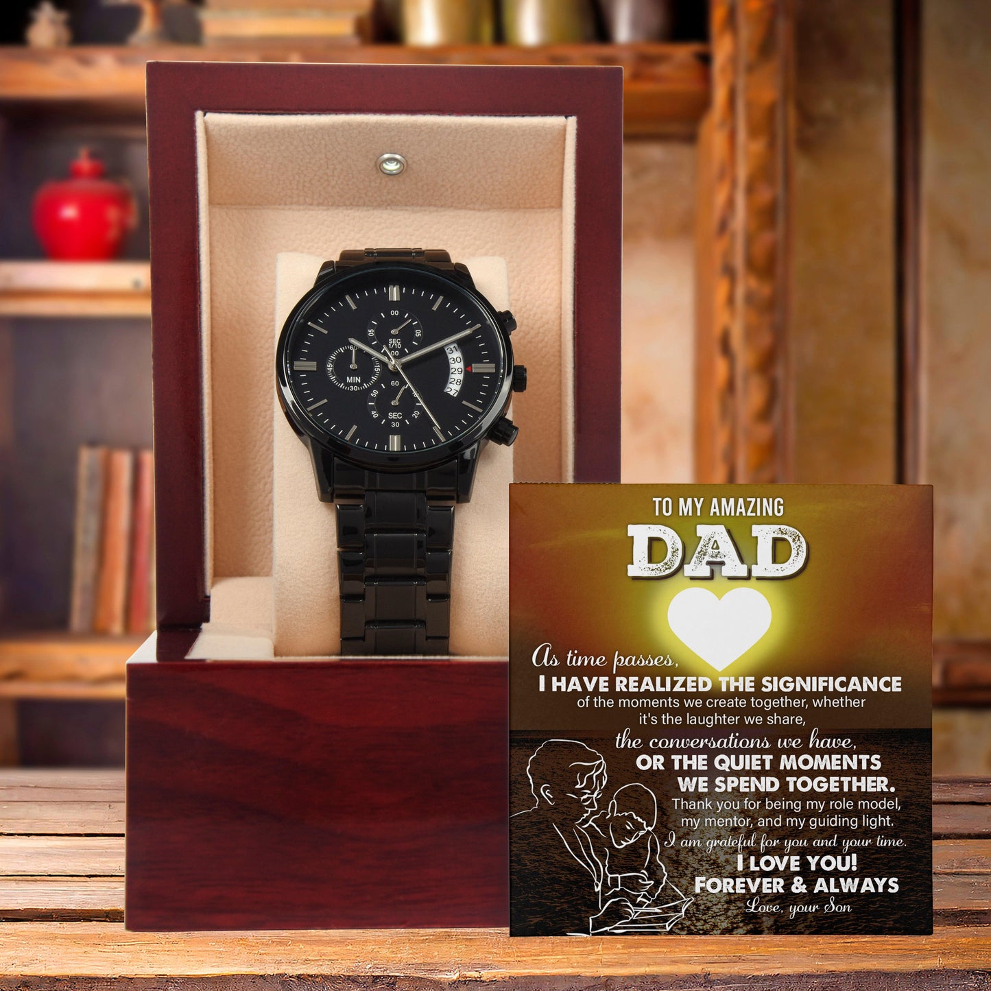 Dad Git You Are My Guiding Light Black Chronograph Watch