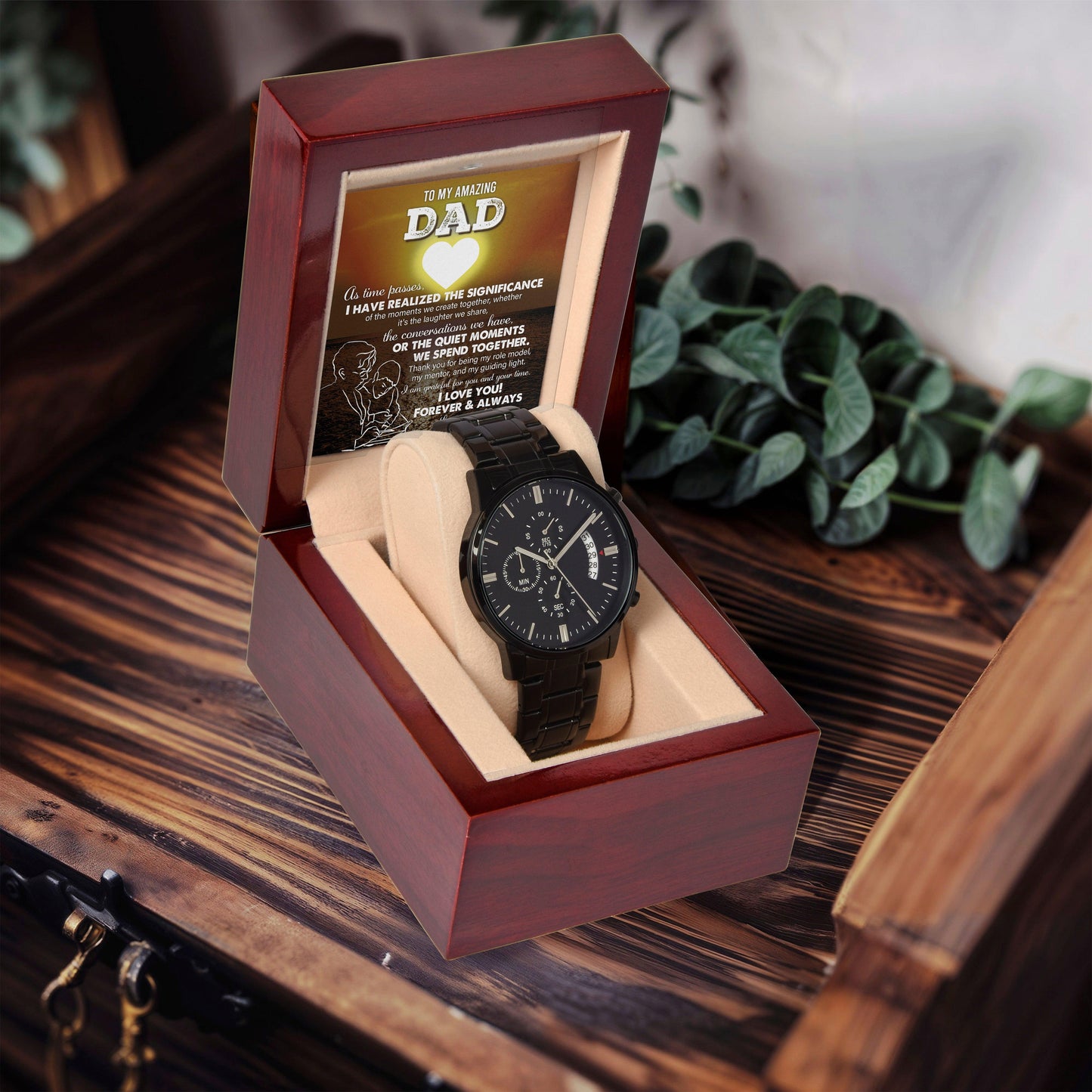 Dad Git You Are My Guiding Light Black Chronograph Watch