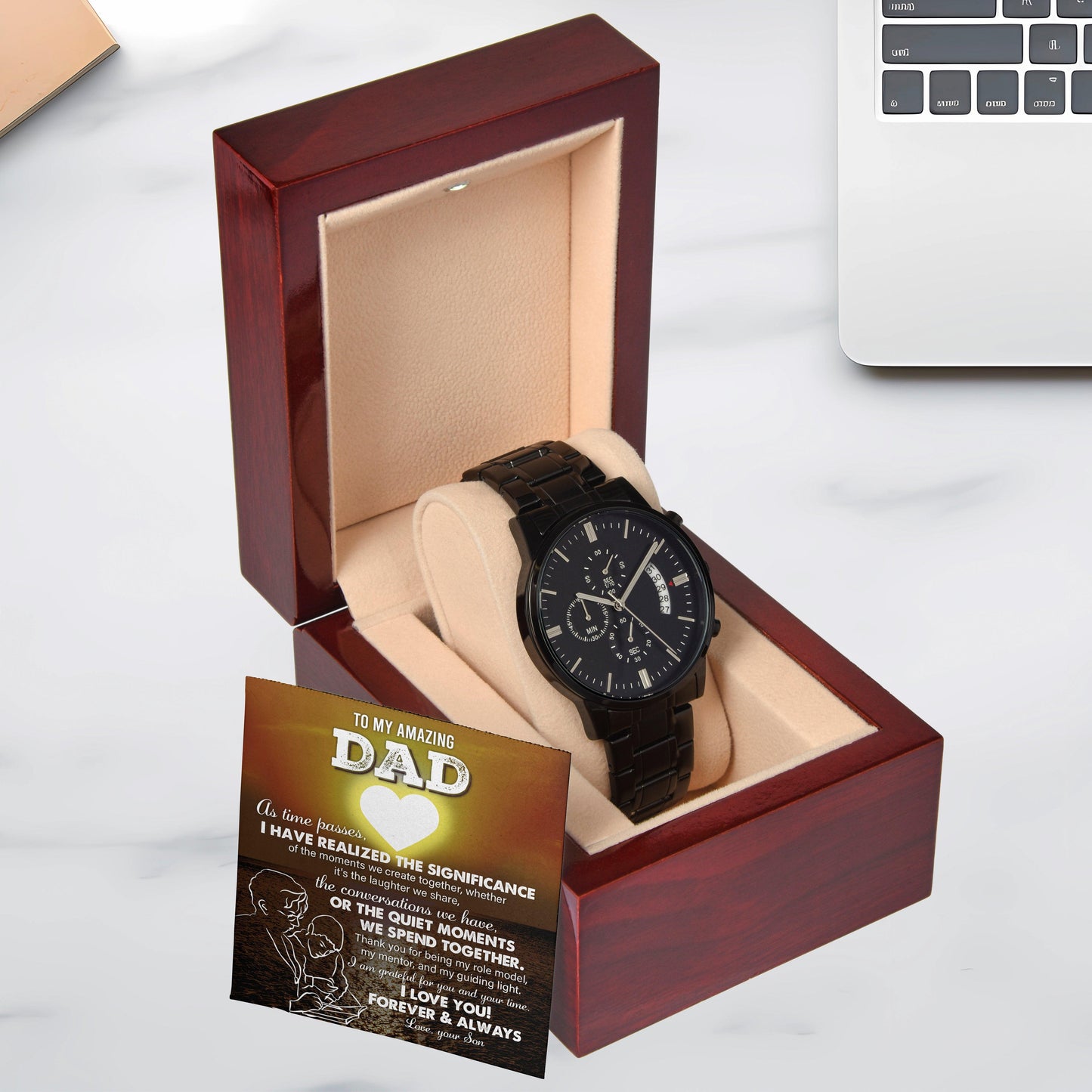 Dad Git You Are My Guiding Light Black Chronograph Watch