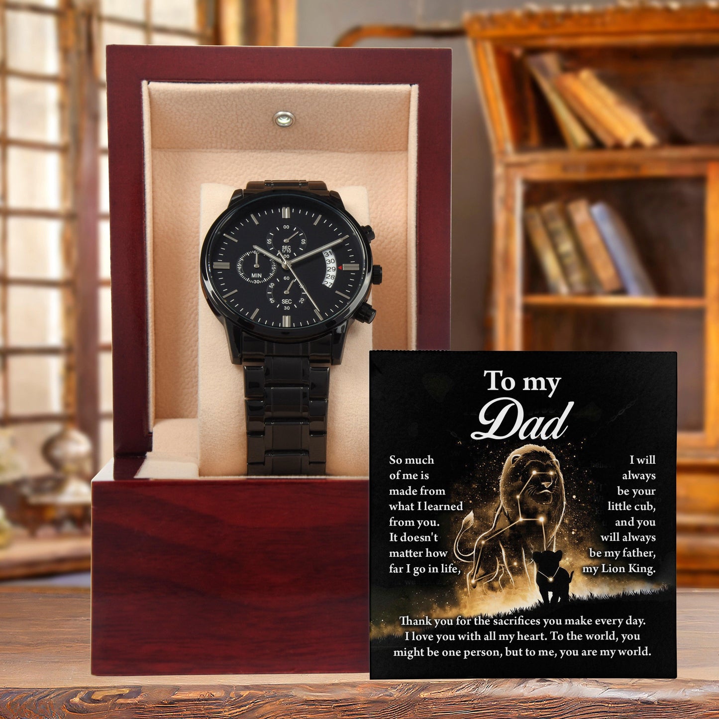 Dad Gift - My Lion King - Black Chronograph Watch