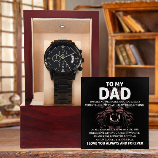 Gift for Dad - My Storyteller - Black Chronograph Watch