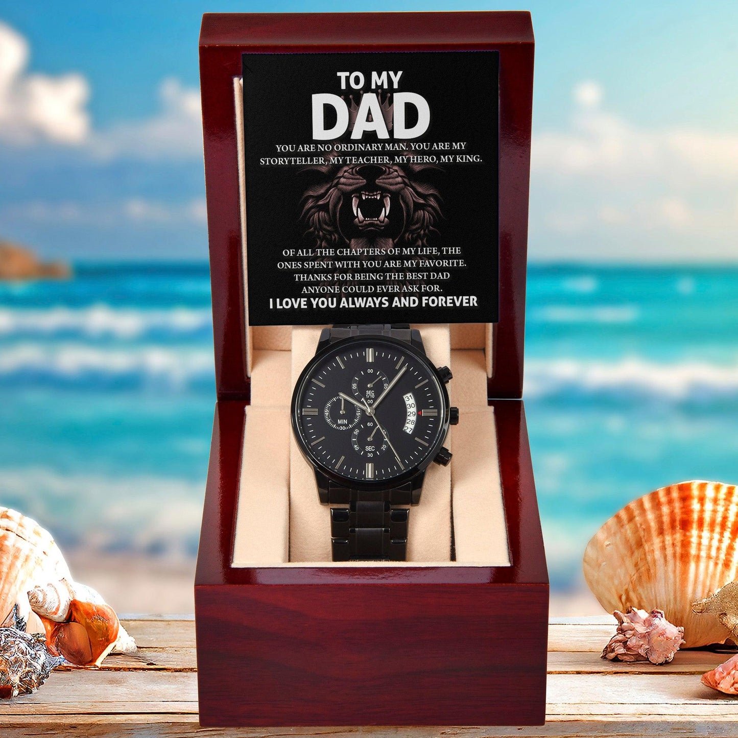 Gift for Dad - My Storyteller - Black Chronograph Watch