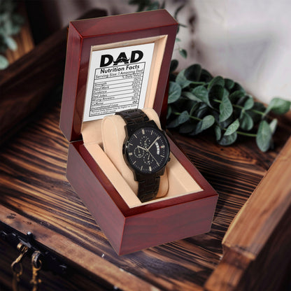 Dad Gift - Funny Nutrition Facts - Black Chronograph Watch