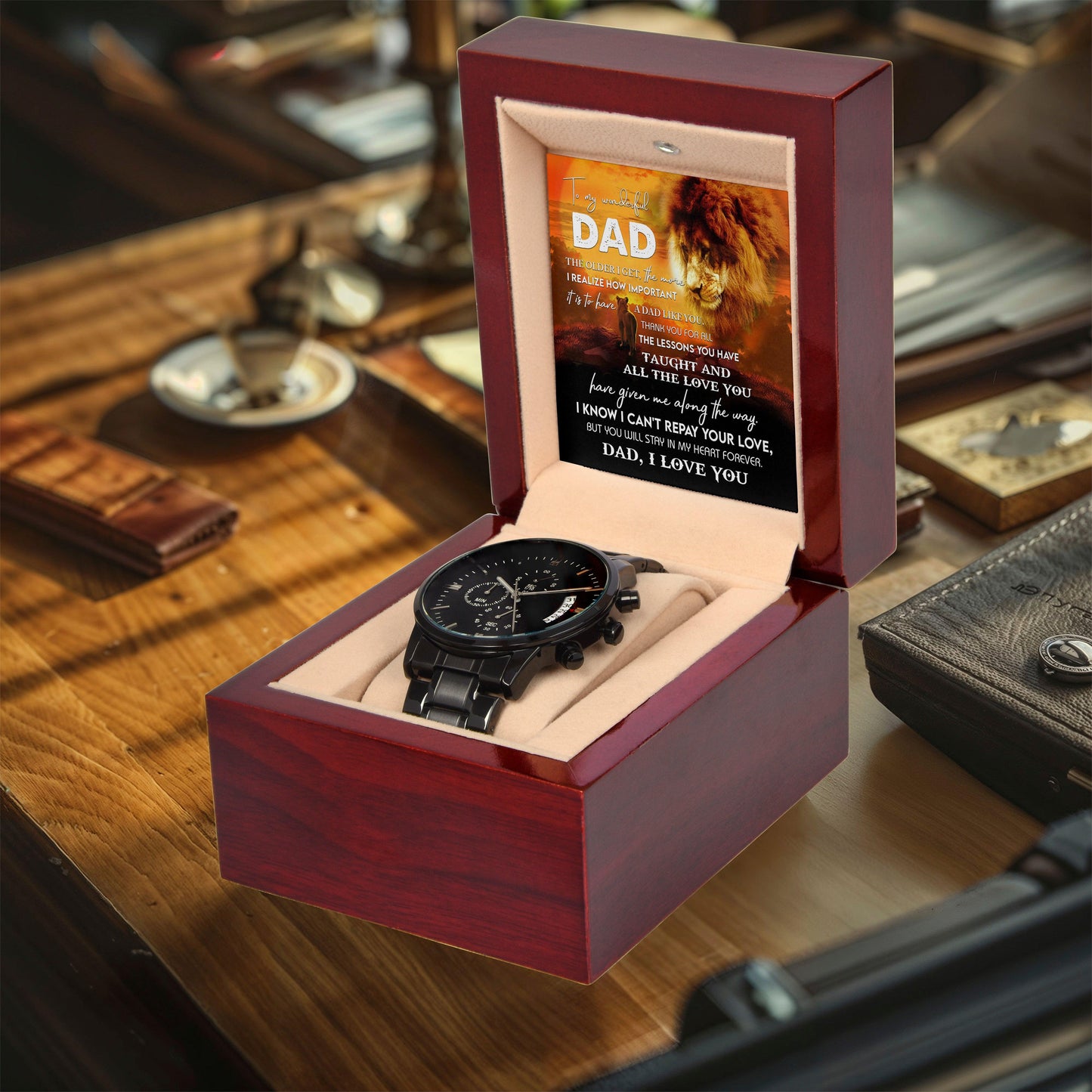 Dad Gift - Repay Your Love- Black Chronograph Watch