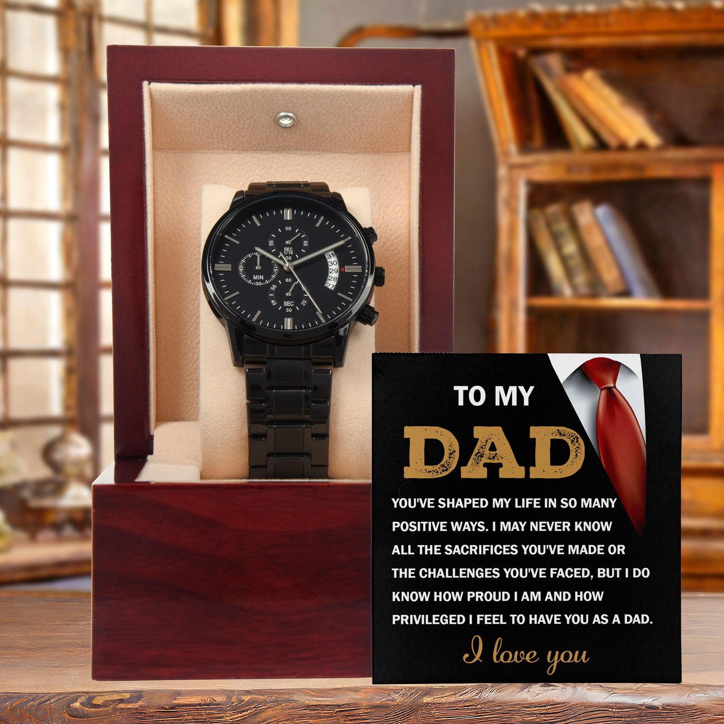 Dad Gift I Am Proud To Have You as My Dad Black Chronograph Watch