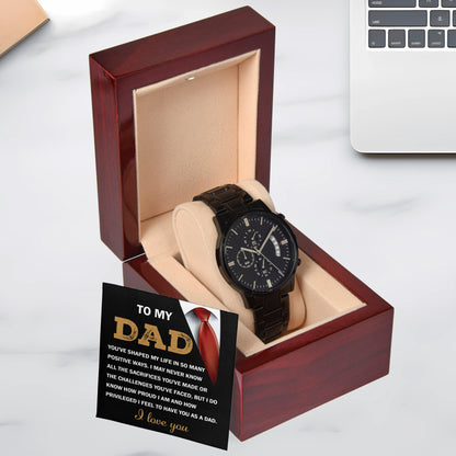 Dad Gift I Am Proud To Have You as My Dad Black Chronograph Watch