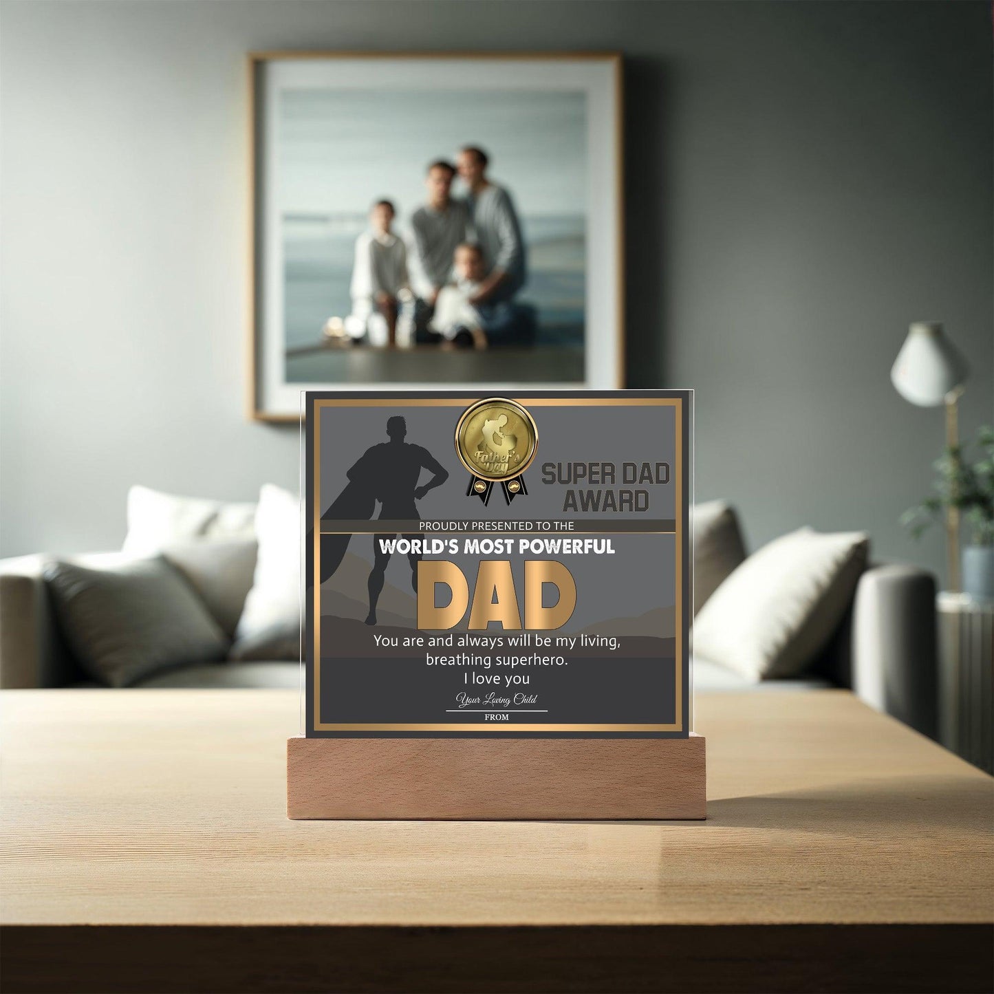 Super Dad Award World's Most Powerful Dad Personalized Acrylic Plaque