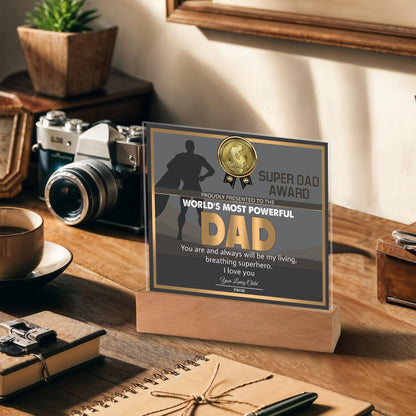 Super Dad Award World's Most Powerful Dad Personalized Acrylic Plaque