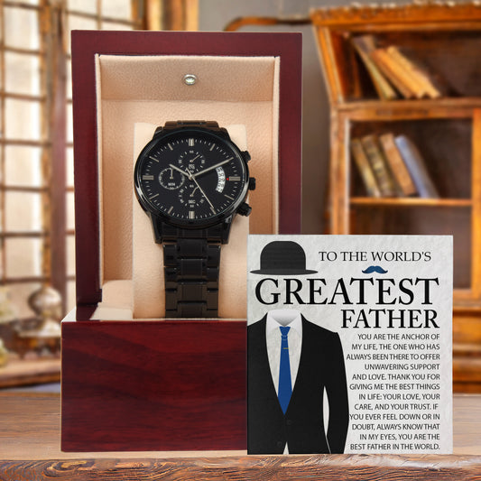 Dad Gift - You Are The Anchor in my Life - Black Chronograph Watch