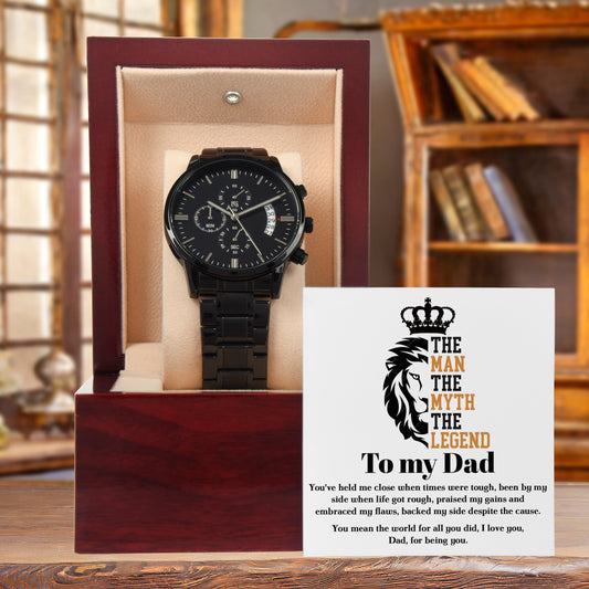 Dad Gift-The Man, The Myth, The Legend - Black Chronograph Watch