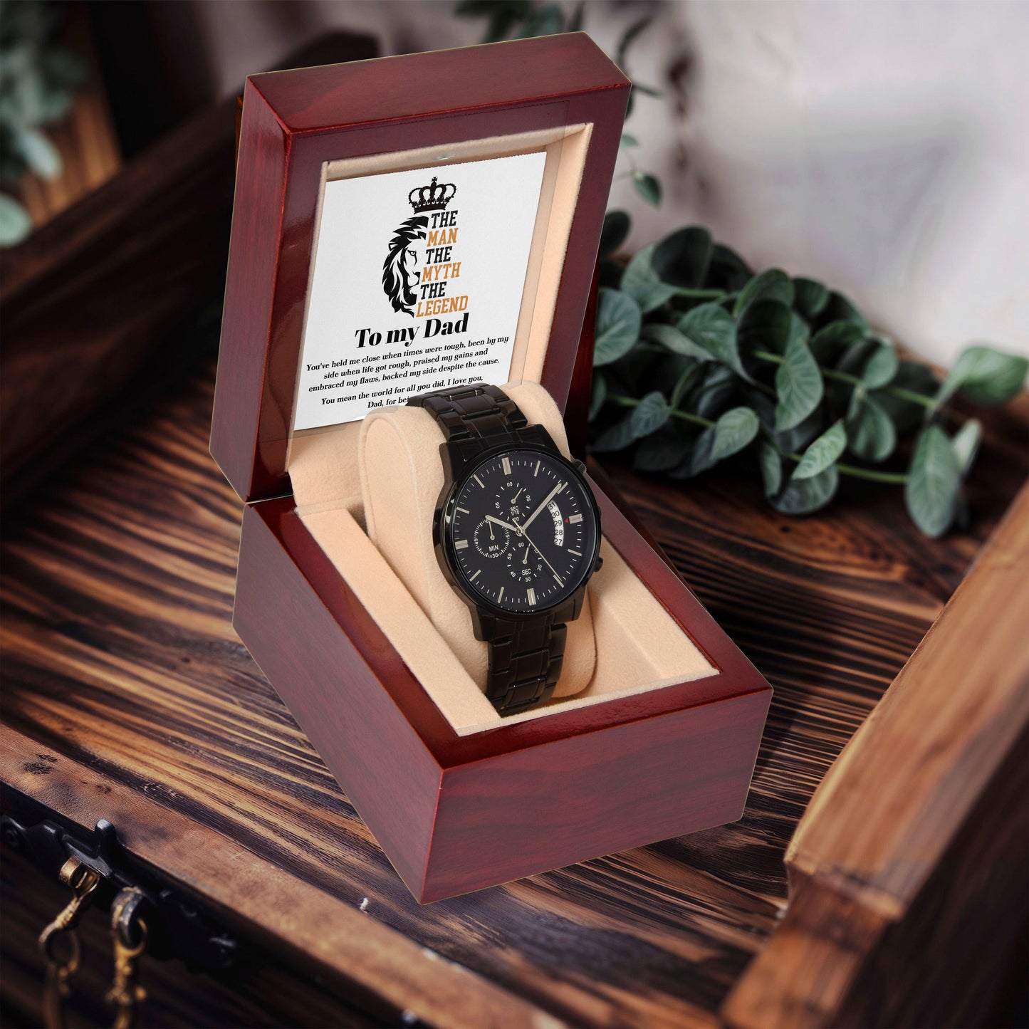 Dad Gift-The Man, The Myth, The Legend - Black Chronograph Watch