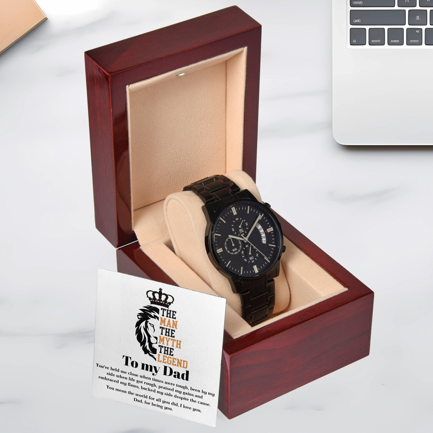 Dad Gift-The Man, The Myth, The Legend - Black Chronograph Watch