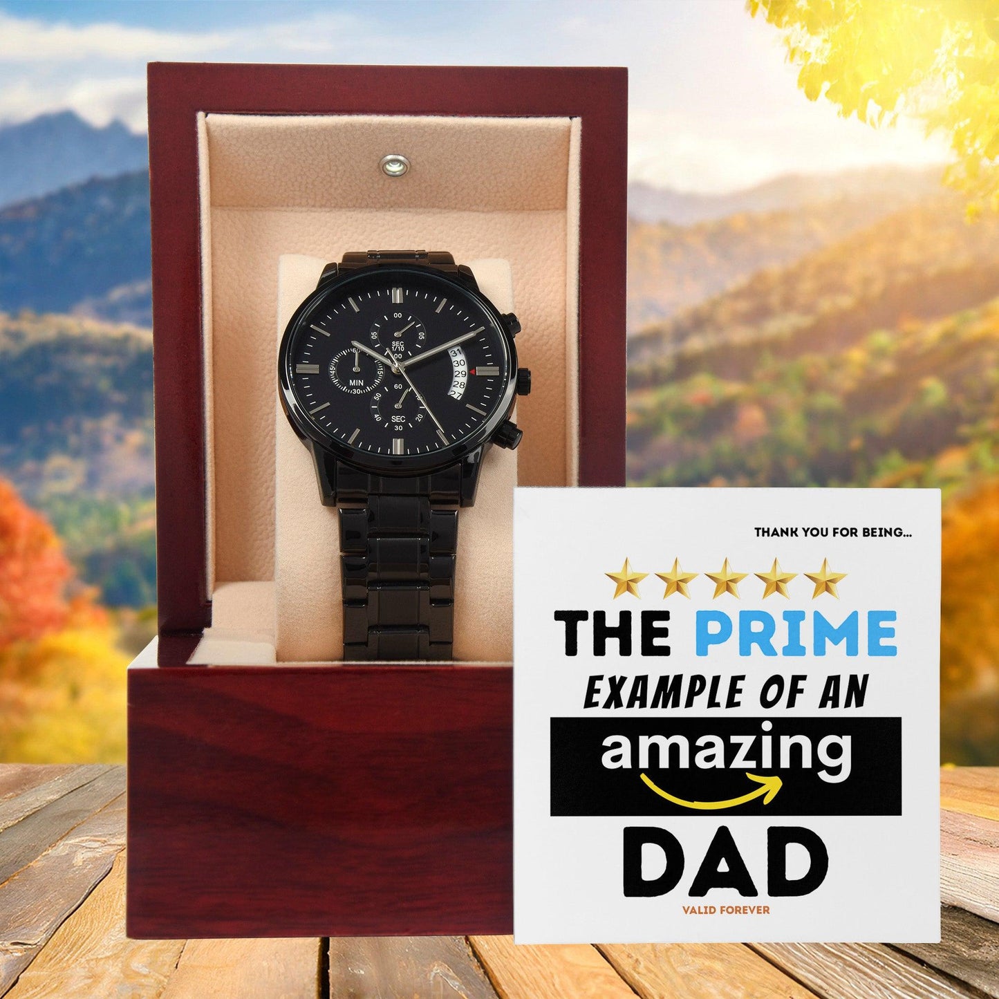 Dad Gift - The Prime Example of an Amazing Dad Black Chronograph Watch