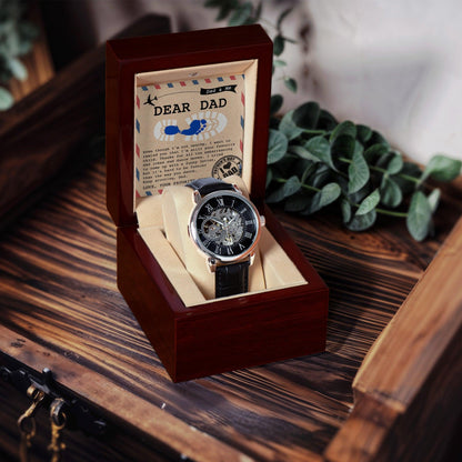 Dad Gift -Thanks for All The Embarrassing Dad Jokes and Dance Moves - Your Favorite Child Men's Openwork Watch with Gift Box